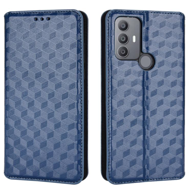 For TCL 30E / 30 SE / 305 / 306 Cubic Grid Texture Flip Leather Phone Case