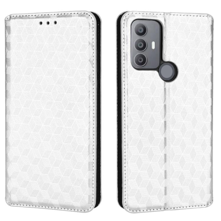 For TCL 30E / 30 SE / 305 / 306 Cubic Grid Texture Flip Leather Phone Case