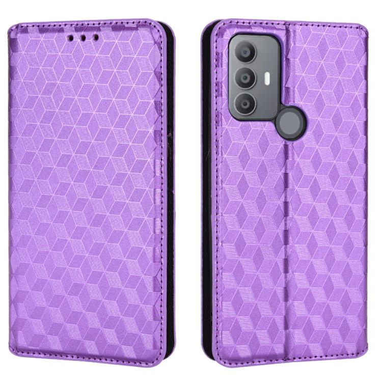 For TCL 30E / 30 SE / 305 / 306 Cubic Grid Texture Flip Leather Phone Case