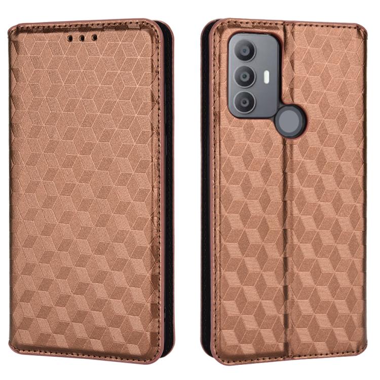 For TCL 30E / 30 SE / 305 / 306 Cubic Grid Texture Flip Leather Phone Case