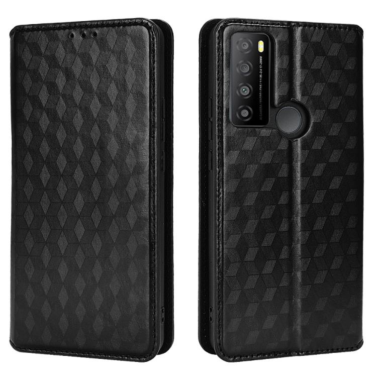 For TCL 30XL 2022 Cubic Grid Texture Flip Leather Phone Case