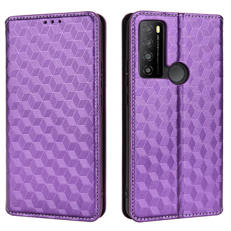 For TCL 30XL 2022 Cubic Grid Texture Flip Leather Phone Case