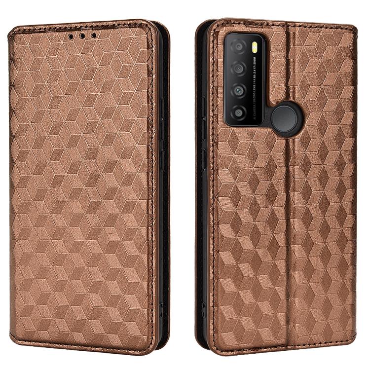 For TCL 30XL 2022 Cubic Grid Texture Flip Leather Phone Case