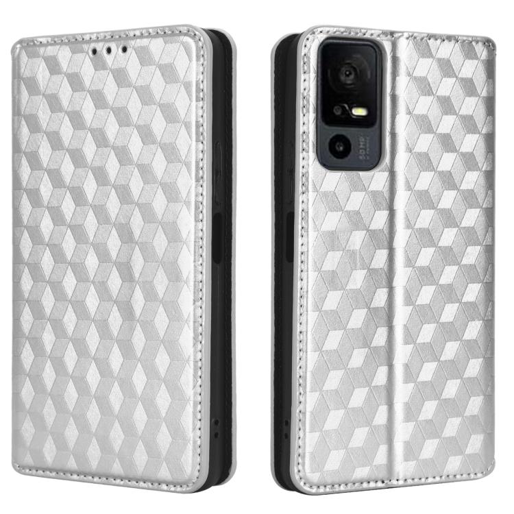 For TCL 40 NxtPaper 5G / 40 X / 40 XE Cubic Grid Texture Flip Leather Phone Case