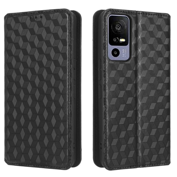 For TCL 40 R 5G Cubic Grid Texture Flip Leather Phone Case