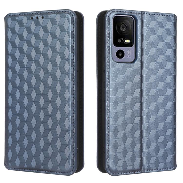 For TCL 40 R 5G Cubic Grid Texture Flip Leather Phone Case