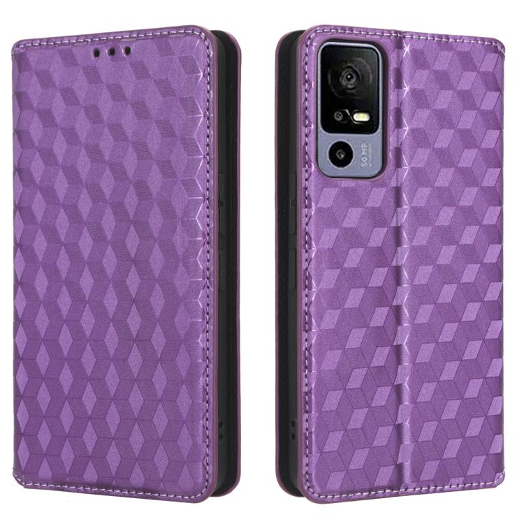 For TCL 40 R 5G Cubic Grid Texture Flip Leather Phone Case