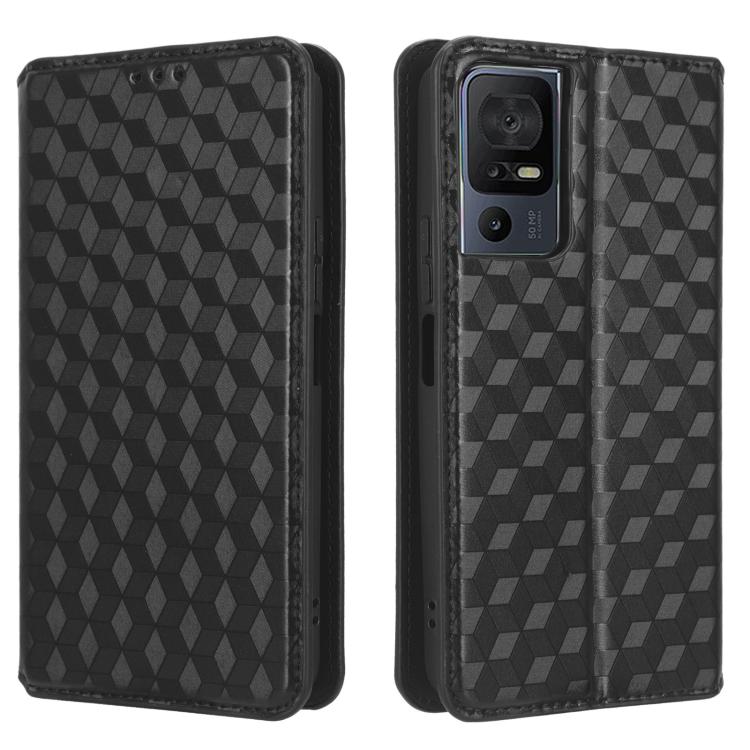 For TCL 40 SE Cubic Grid Texture Flip Leather Phone Case