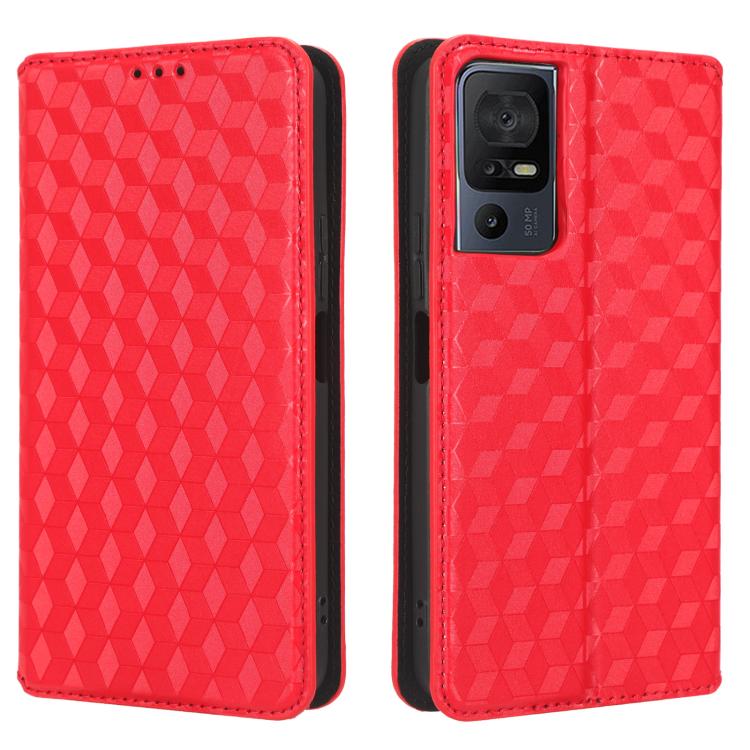 For TCL 40 SE Cubic Grid Texture Flip Leather Phone Case