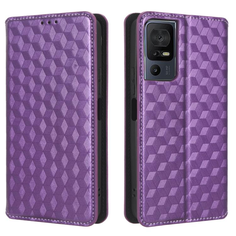 For TCL 40 SE Cubic Grid Texture Flip Leather Phone Case