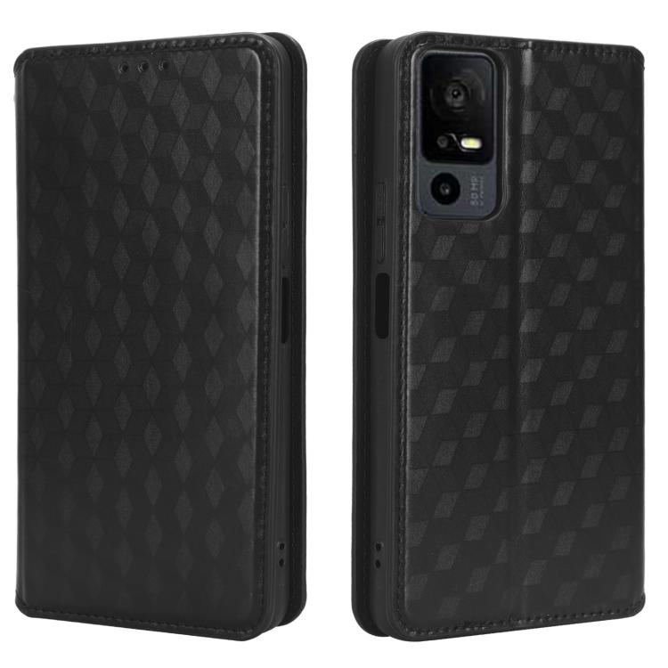 For TCL 40 XL Cubic Grid Texture Flip Leather Phone Case