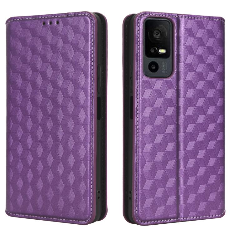 For TCL 40 XL Cubic Grid Texture Flip Leather Phone Case
