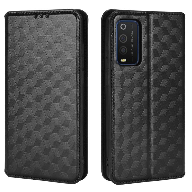 For TCL 205 Cubic Grid Texture Flip Leather Phone Case