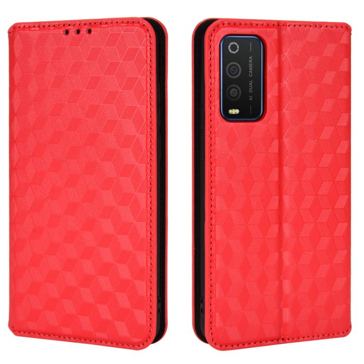 For TCL 205 Cubic Grid Texture Flip Leather Phone Case