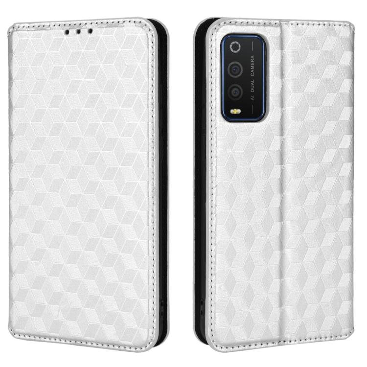 For TCL 205 Cubic Grid Texture Flip Leather Phone Case
