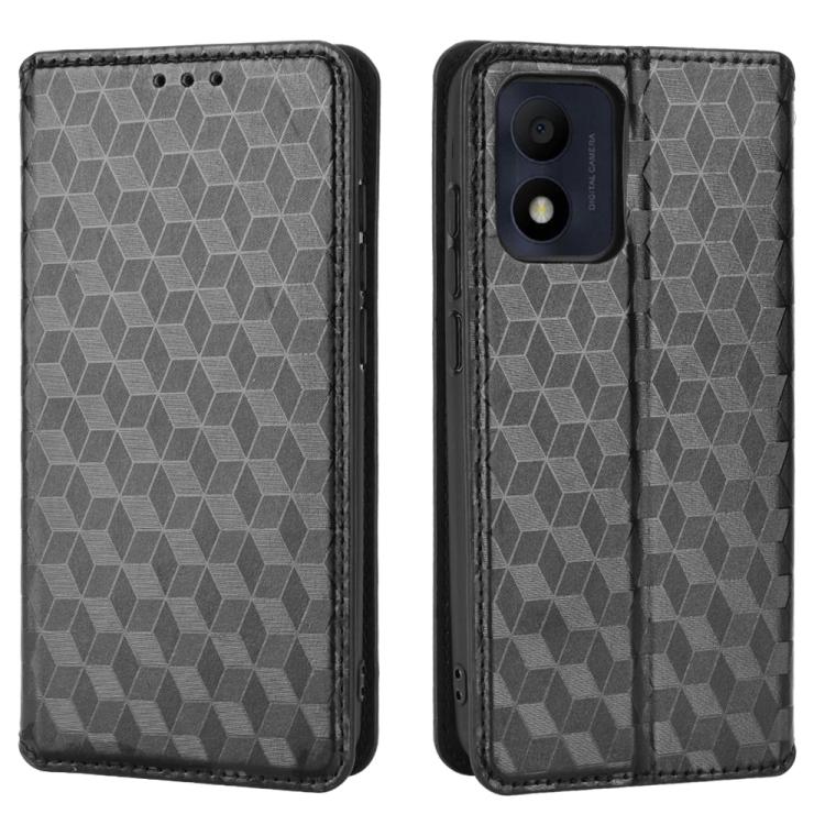 For TCL 303 Cubic Grid Texture Flip Leather Phone Case