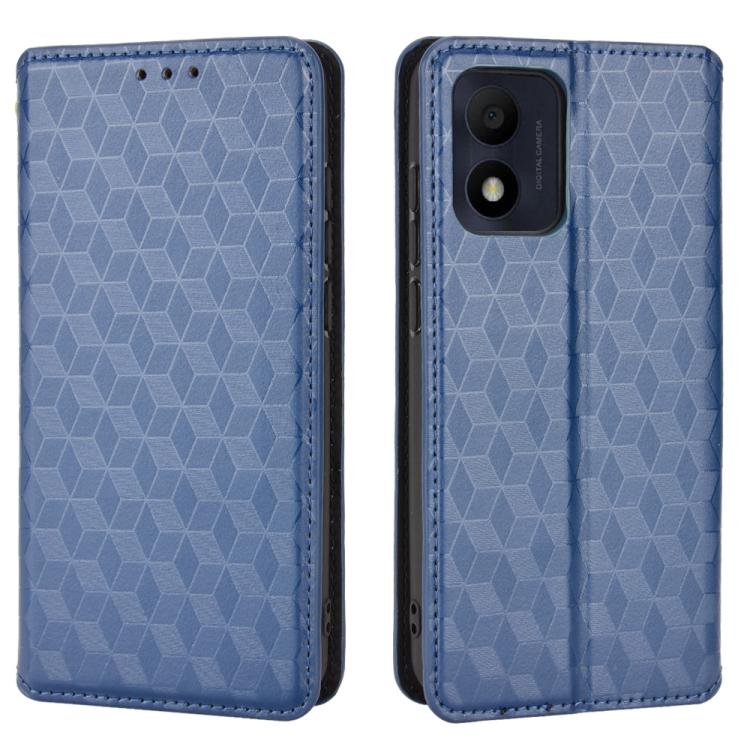 For TCL 303 Cubic Grid Texture Flip Leather Phone Case