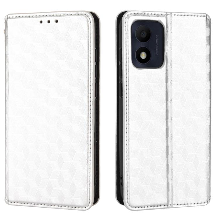 For TCL 303 Cubic Grid Texture Flip Leather Phone Case