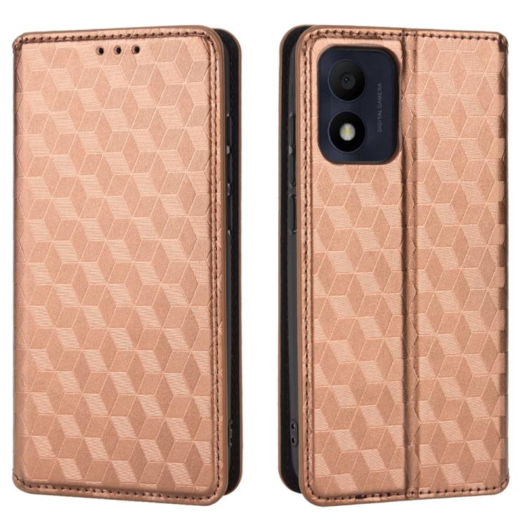 For TCL 303 Cubic Grid Texture Flip Leather Phone Case