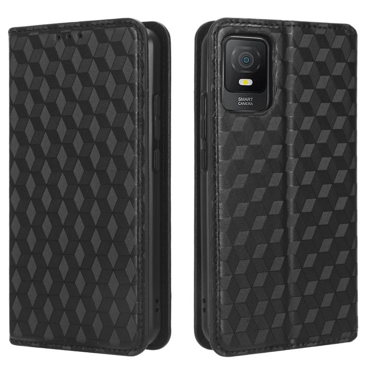 For TCL 403 Cubic Grid Texture Flip Leather Phone Case