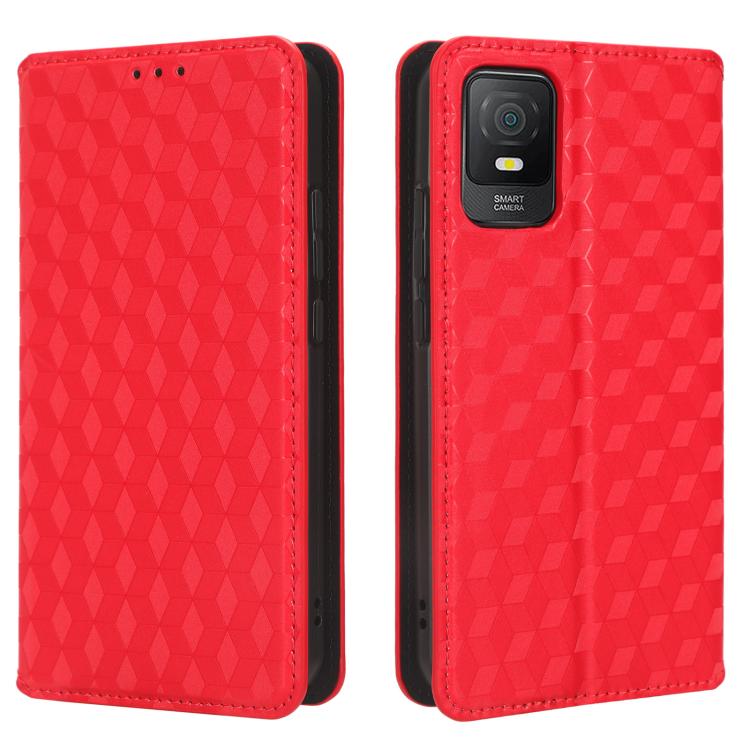 For TCL 403 Cubic Grid Texture Flip Leather Phone Case