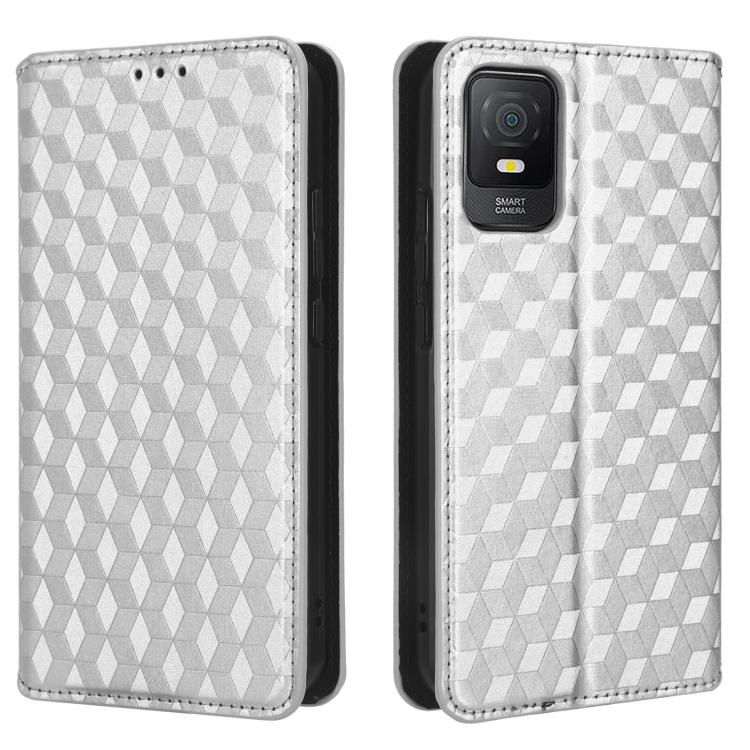 For TCL 403 Cubic Grid Texture Flip Leather Phone Case