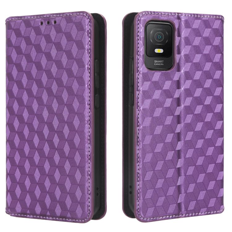 For TCL 403 Cubic Grid Texture Flip Leather Phone Case
