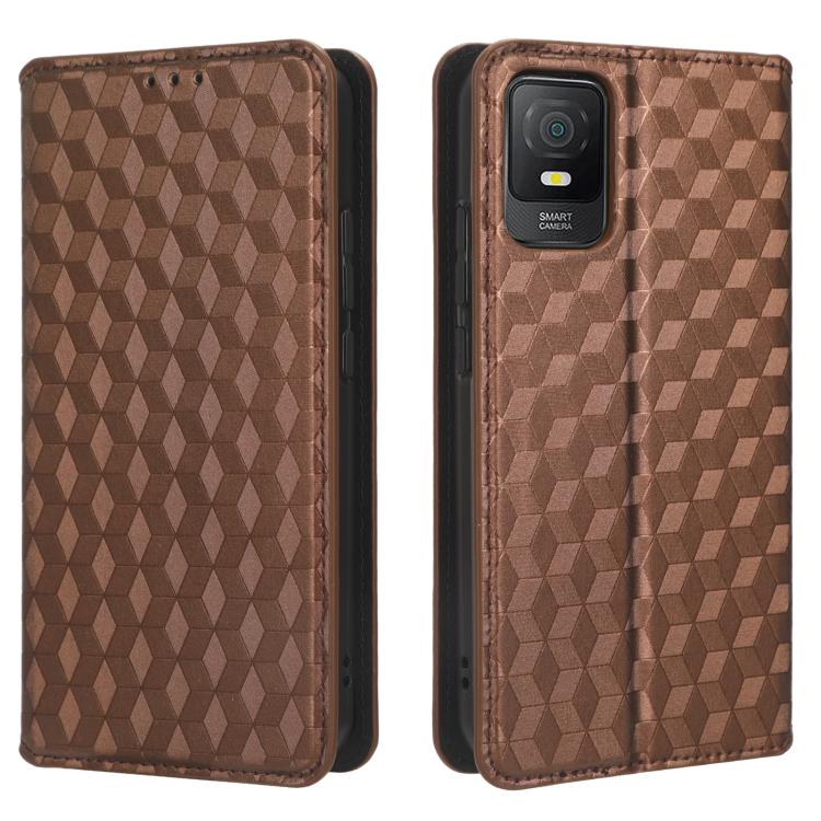 For TCL 403 Cubic Grid Texture Flip Leather Phone Case