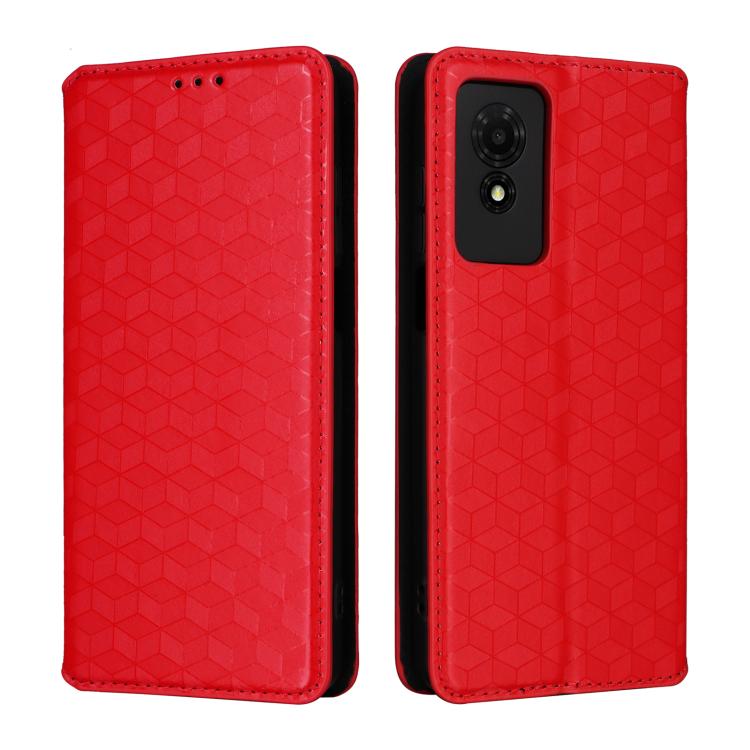 For TCL 501 Cubic Grid Texture Flip Leather Phone Case