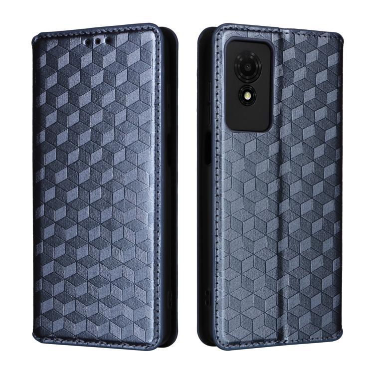 For TCL 501 Cubic Grid Texture Flip Leather Phone Case