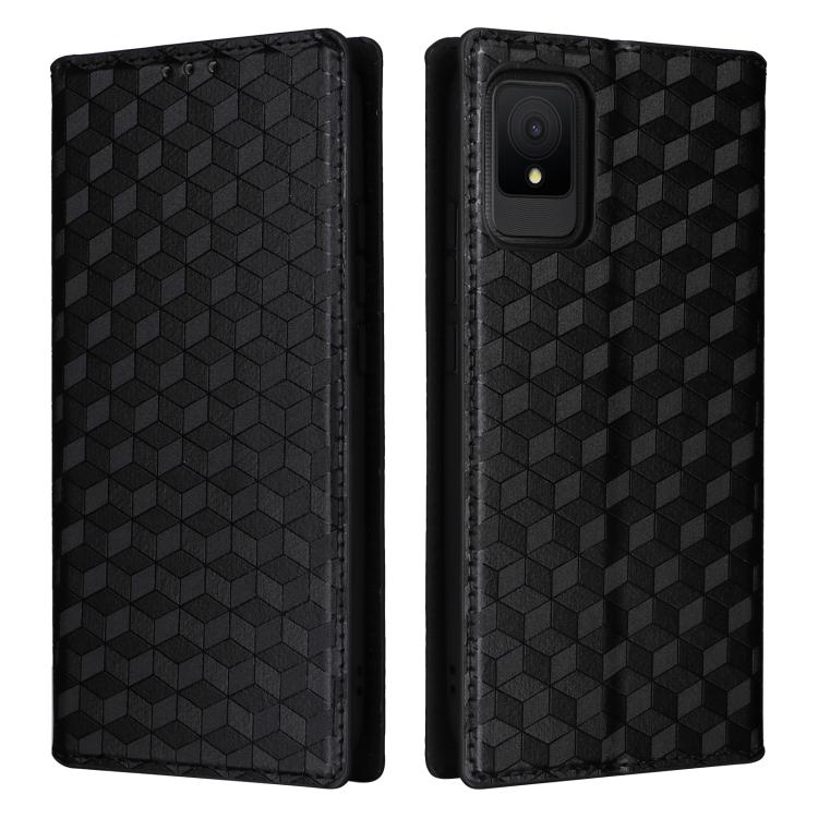 For TCL 502 Cubic Grid Texture Flip Leather Phone Case