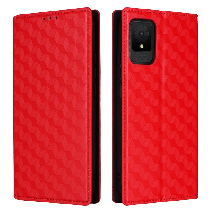 For TCL 502 Cubic Grid Texture Flip Leather Phone Case