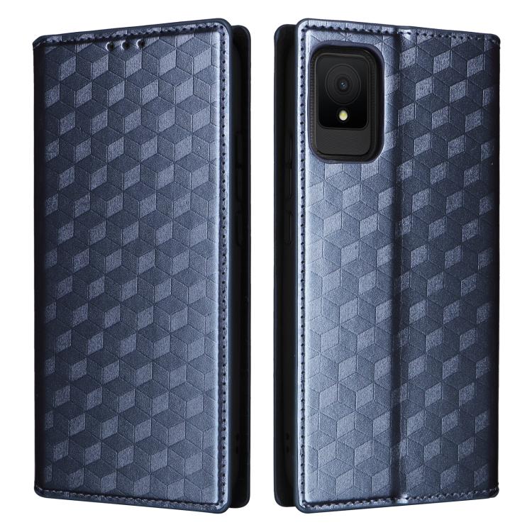 For TCL 502 Cubic Grid Texture Flip Leather Phone Case