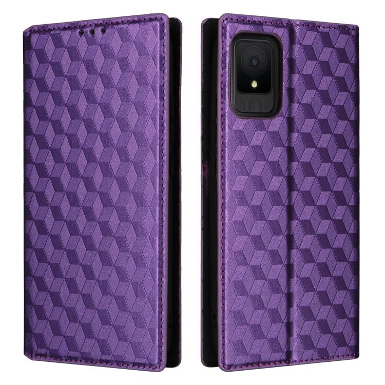 For TCL 502 Cubic Grid Texture Flip Leather Phone Case