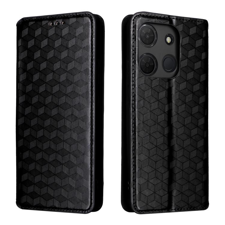 For TCL 503 Cubic Grid Texture Flip Leather Phone Case