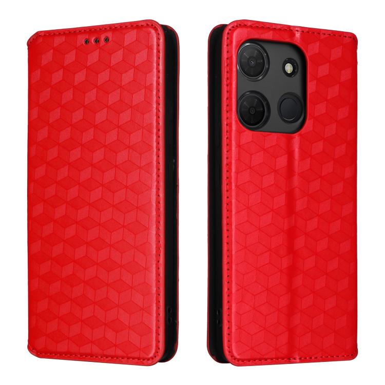 For TCL 503 Cubic Grid Texture Flip Leather Phone Case
