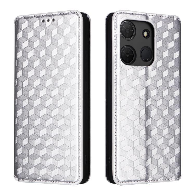 For TCL 503 Cubic Grid Texture Flip Leather Phone Case