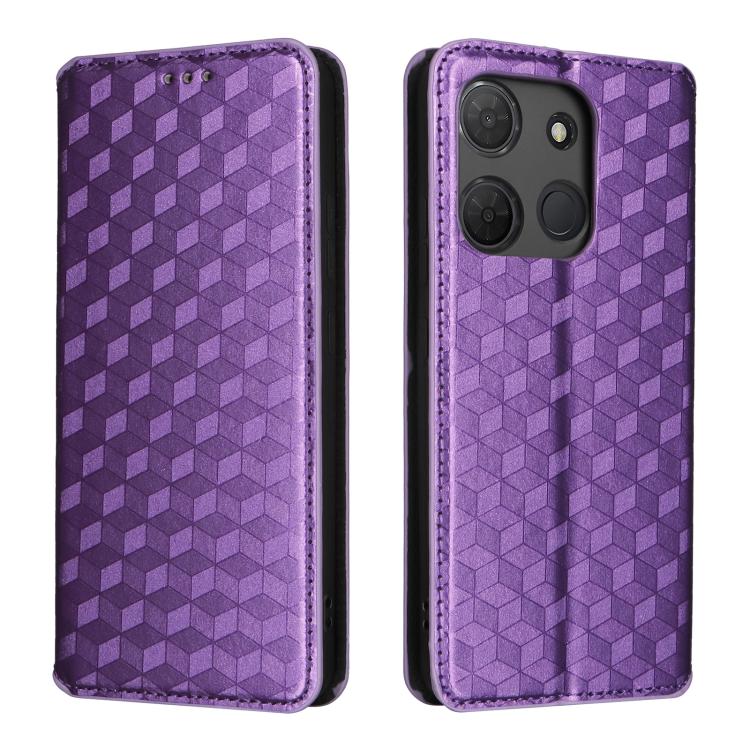 For TCL 503 Cubic Grid Texture Flip Leather Phone Case