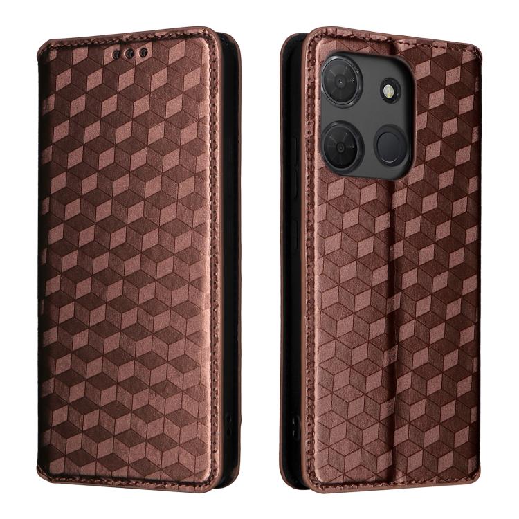 For TCL 503 Cubic Grid Texture Flip Leather Phone Case