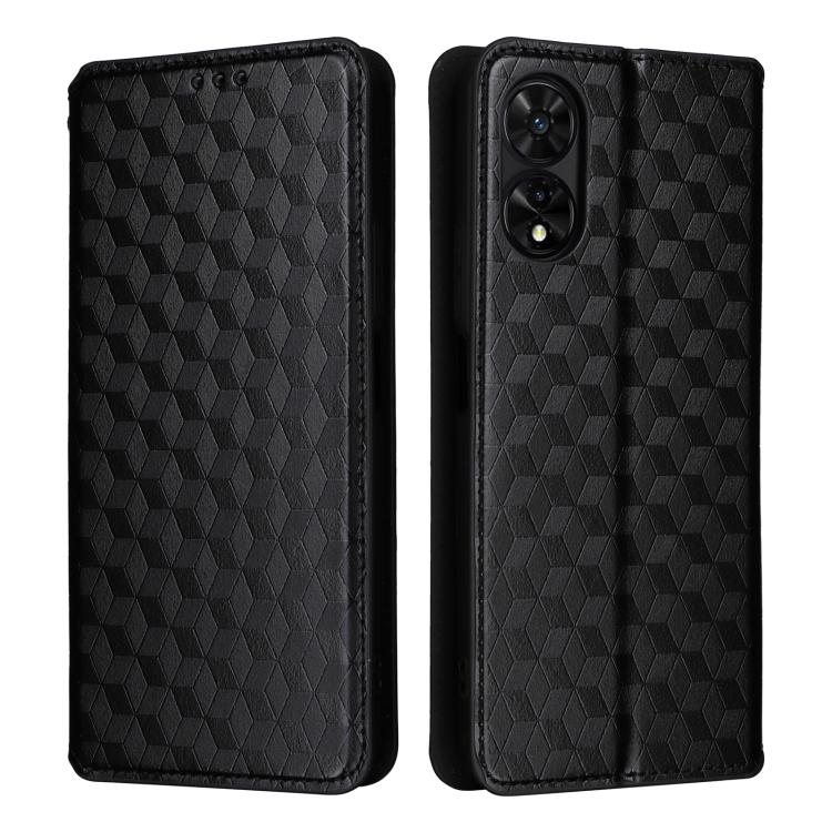 For TCL 505 Cubic Grid Texture Flip Leather Phone Case