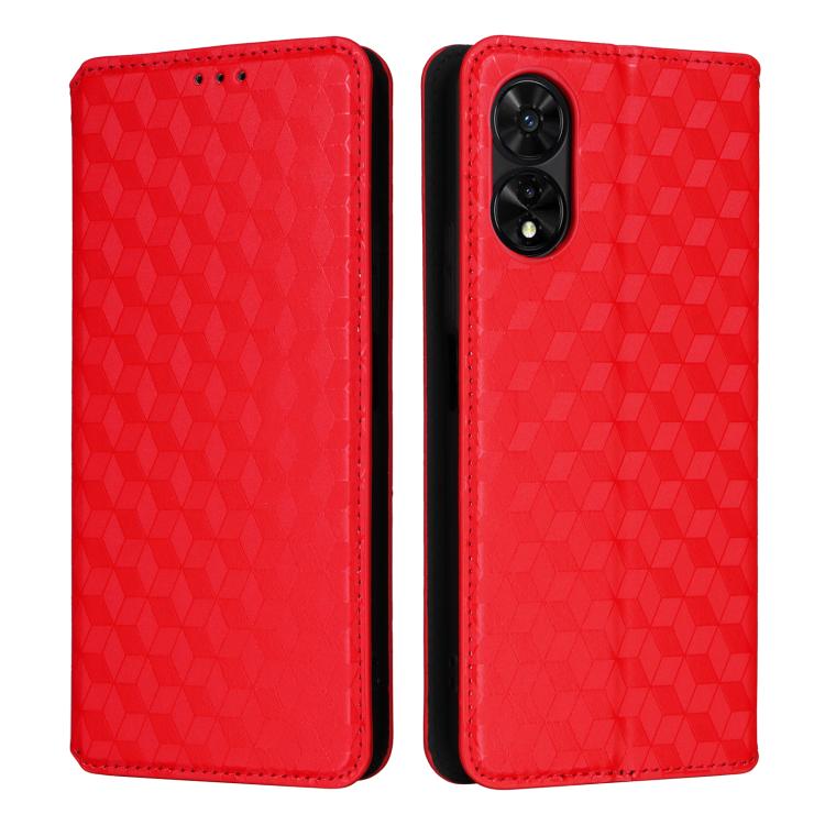 For TCL 505 Cubic Grid Texture Flip Leather Phone Case