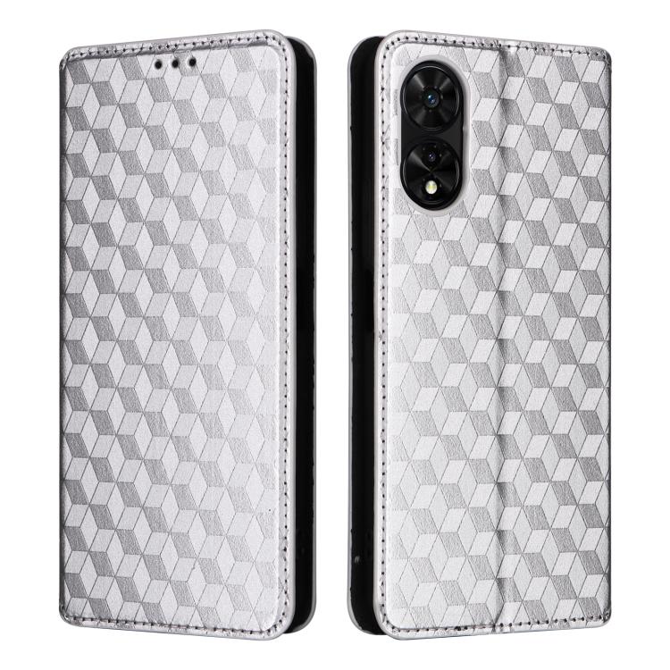 For TCL 505 Cubic Grid Texture Flip Leather Phone Case