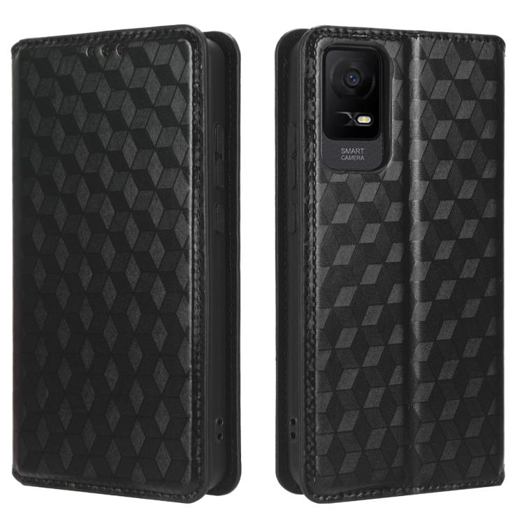 For TCL Ion X Cubic Grid Texture Flip Leather Phone Case