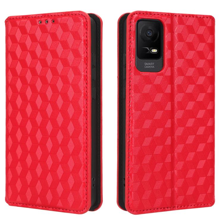 For TCL Ion X Cubic Grid Texture Flip Leather Phone Case