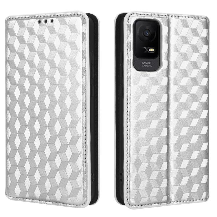 For TCL Ion X Cubic Grid Texture Flip Leather Phone Case