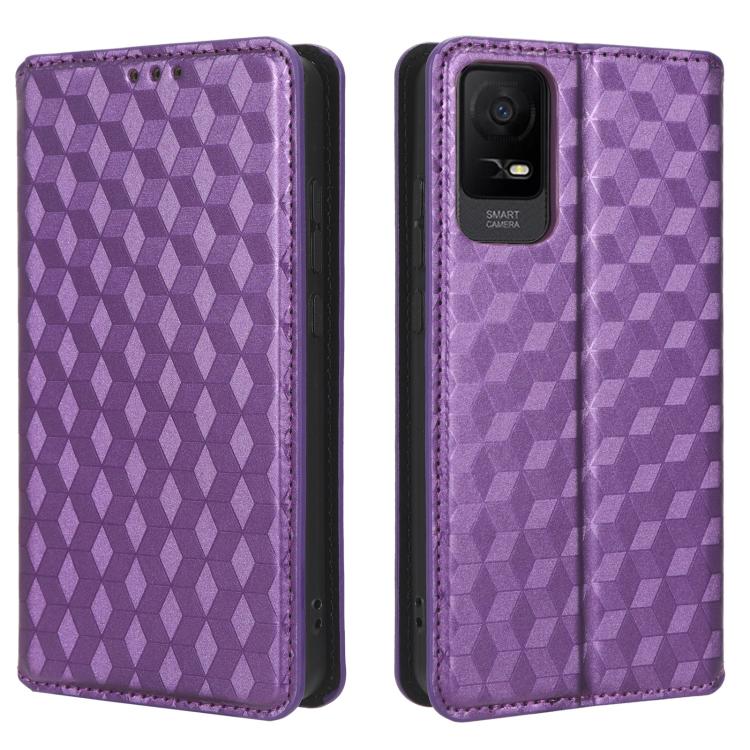 For TCL Ion X Cubic Grid Texture Flip Leather Phone Case