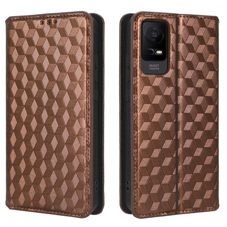 For TCL Ion X Cubic Grid Texture Flip Leather Phone Case