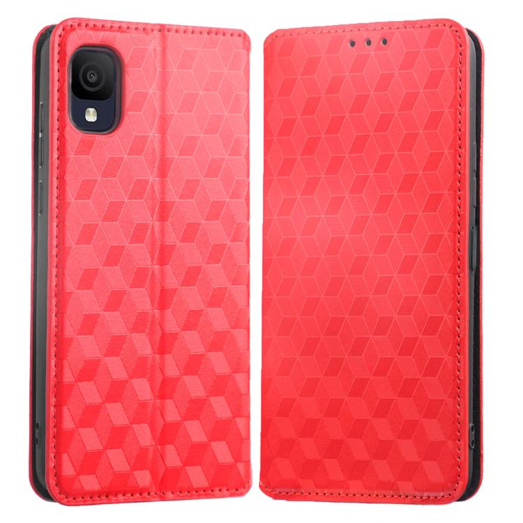 For TCL Ion Z Cubic Grid Texture Flip Leather Phone Case