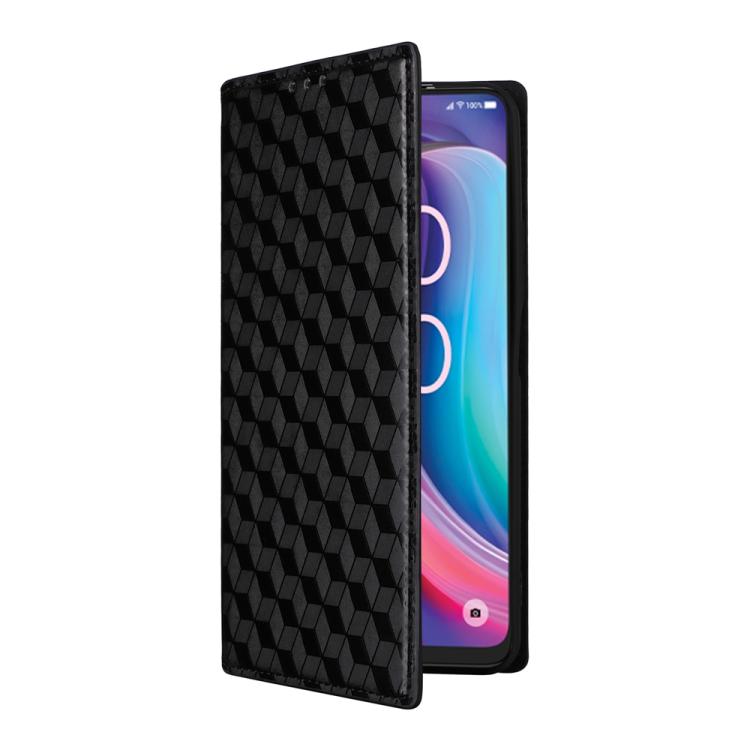 For TCL K32 5G / K33 5G Cubic Grid Texture Flip Leather Phone Case