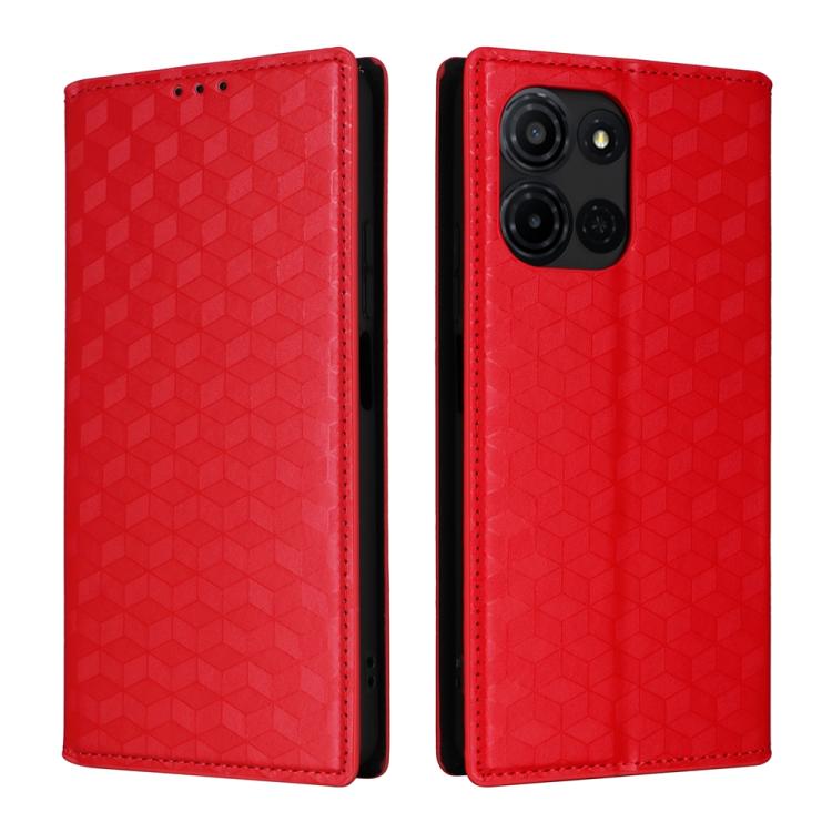 For TCL K32 5G / K33 5G Cubic Grid Texture Flip Leather Phone Case